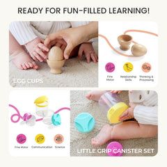 Tiny Land baby playtime overview shows a complete 5-in-1 learning kit.