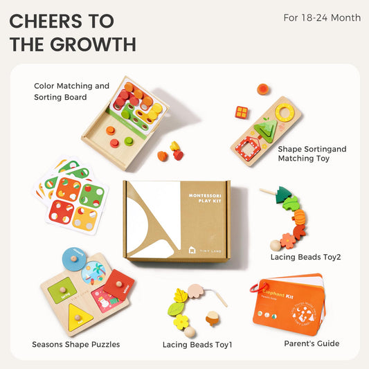 Tiny Land color sorting beads promote tactile exploration and color recognition during play.