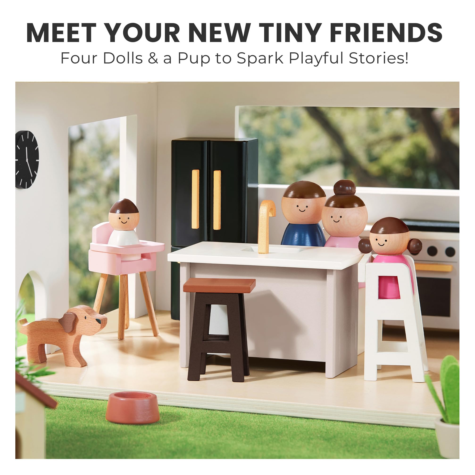 Tiny Land Doll House backyard setting inviting sunny play and social interaction