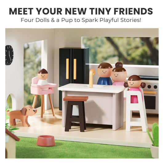 Tiny Land Doll House backyard setting inviting sunny play and social interaction