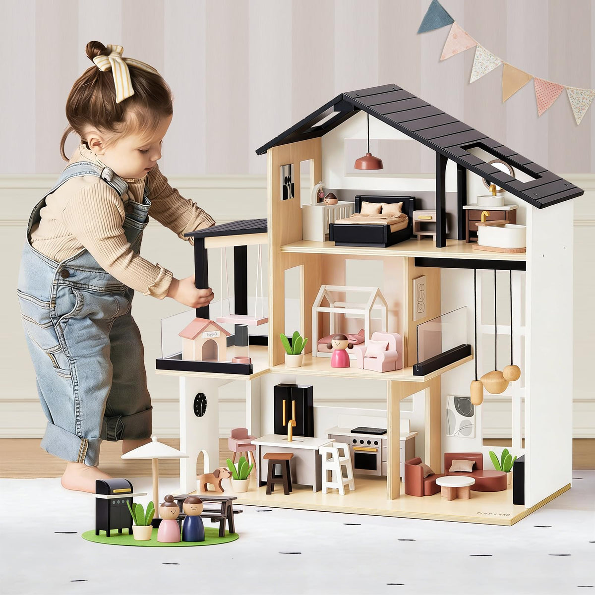 Tiny Land Doll House living room with modern furniture for imaginative family scenes