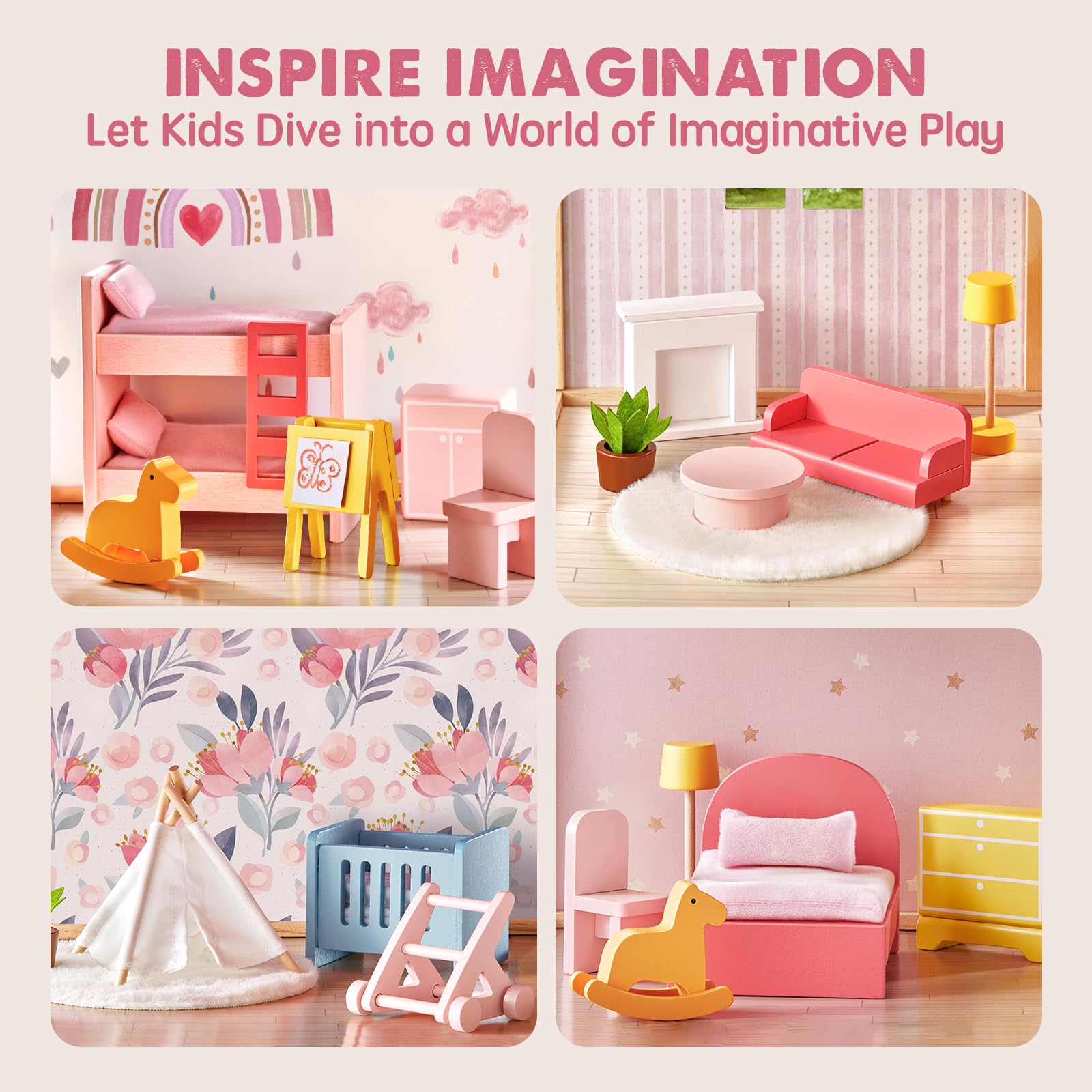 Tiny Land bedroom furniture supports daily routines in pretend play.