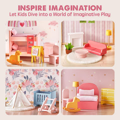Tiny Land bedroom furniture supports daily routines in pretend play.