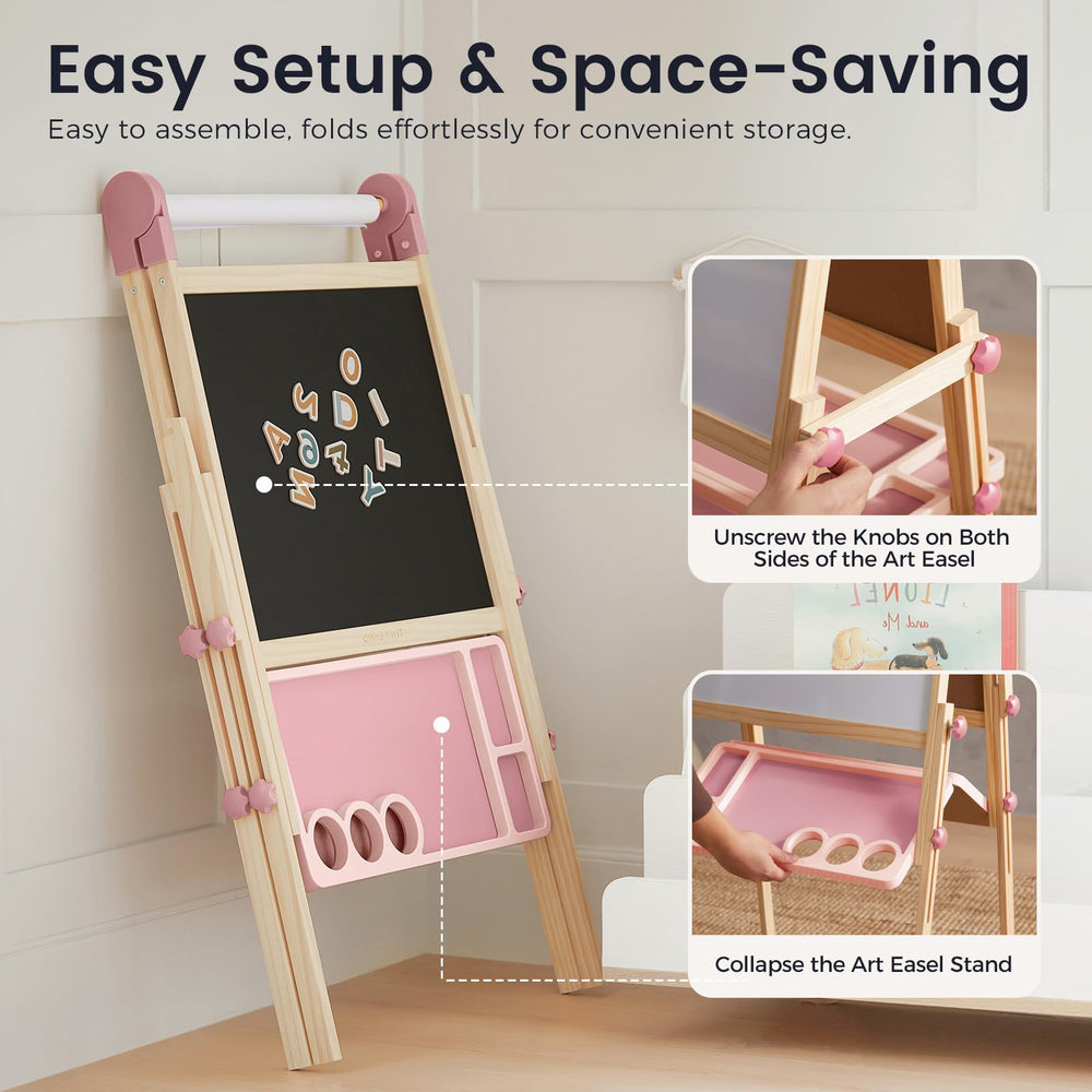 Tiny Land easel at its adjustable height setting for growing children