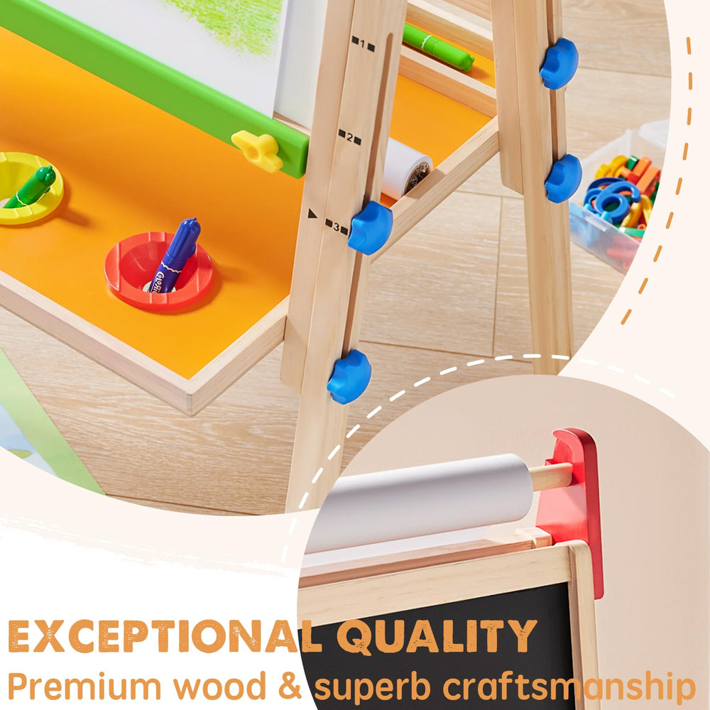 Tiny Land easel chalkboard for chalk drawings and writing practice.