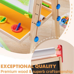 Tiny Land easel chalkboard for chalk drawings and writing practice.