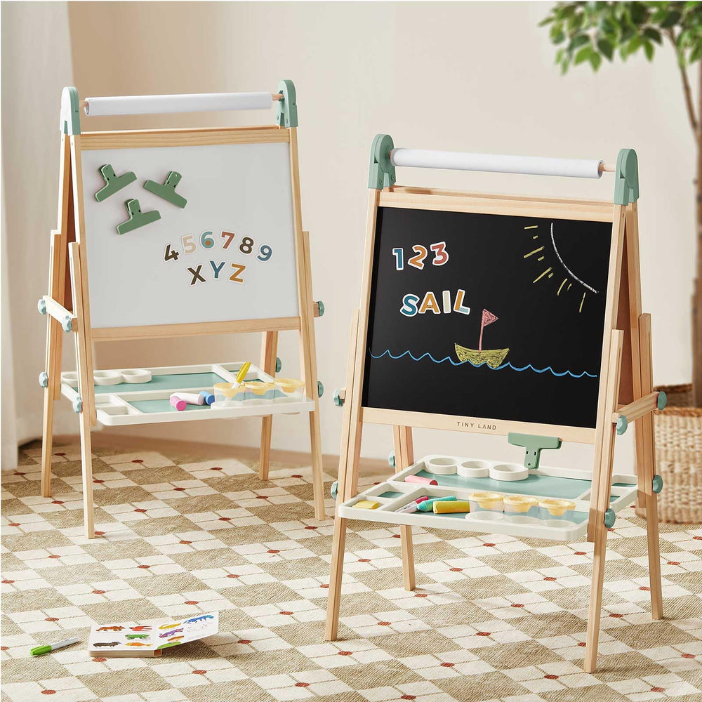 Tiny Land double-sided magnetic easel for versatile learning and play.