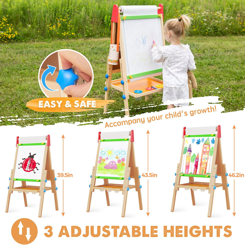 Tiny Land easel paper tray for organized art supplies within reach.