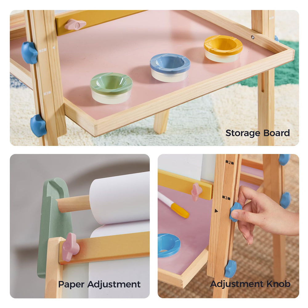 Tiny Land trays and cups organize paints for tidy art time.