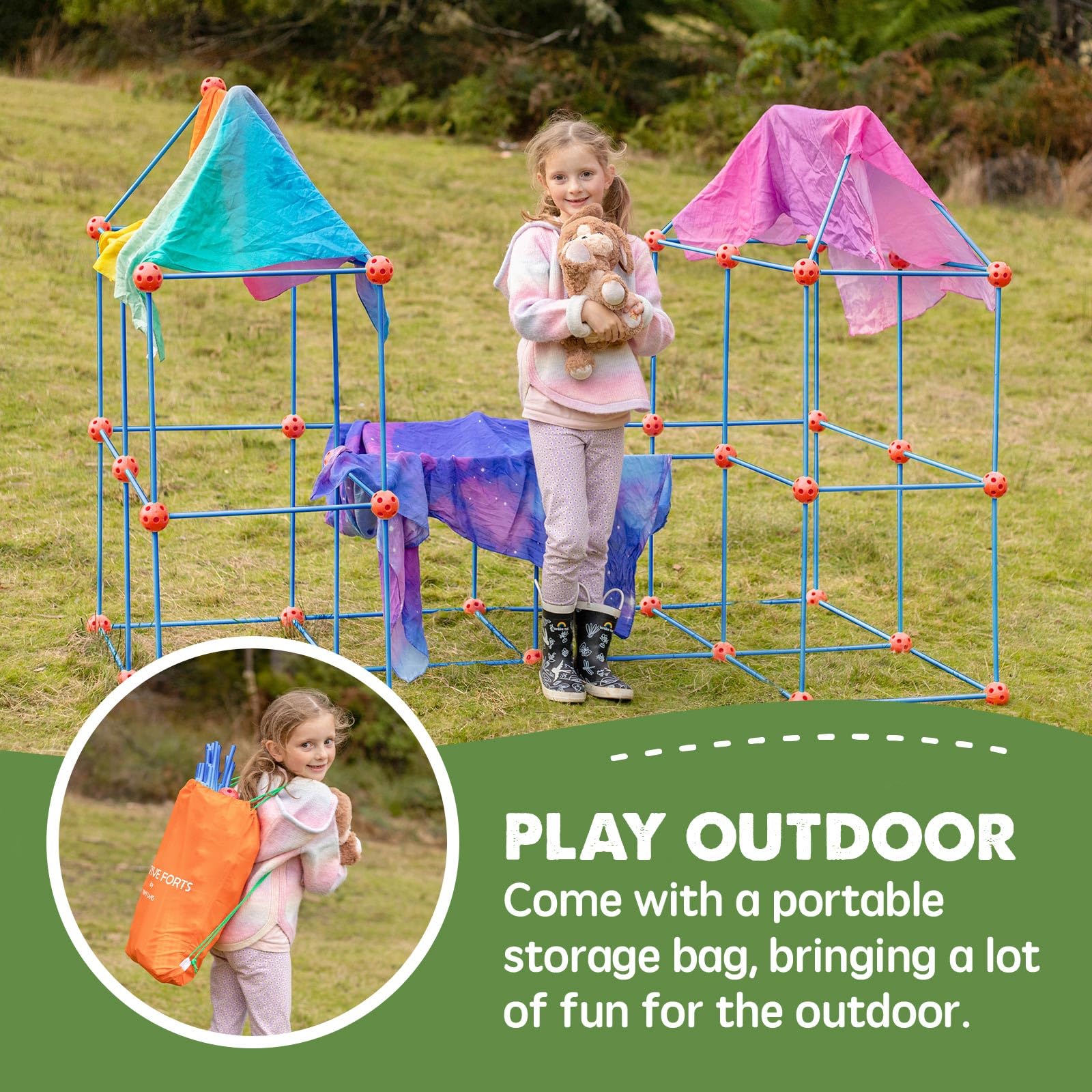 Tiny Land fort-building-kit-balls shown for flexible, colorful builds