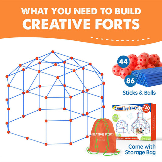 Tiny Land fort-building-kit-rods on display for sturdy, adjustable structures