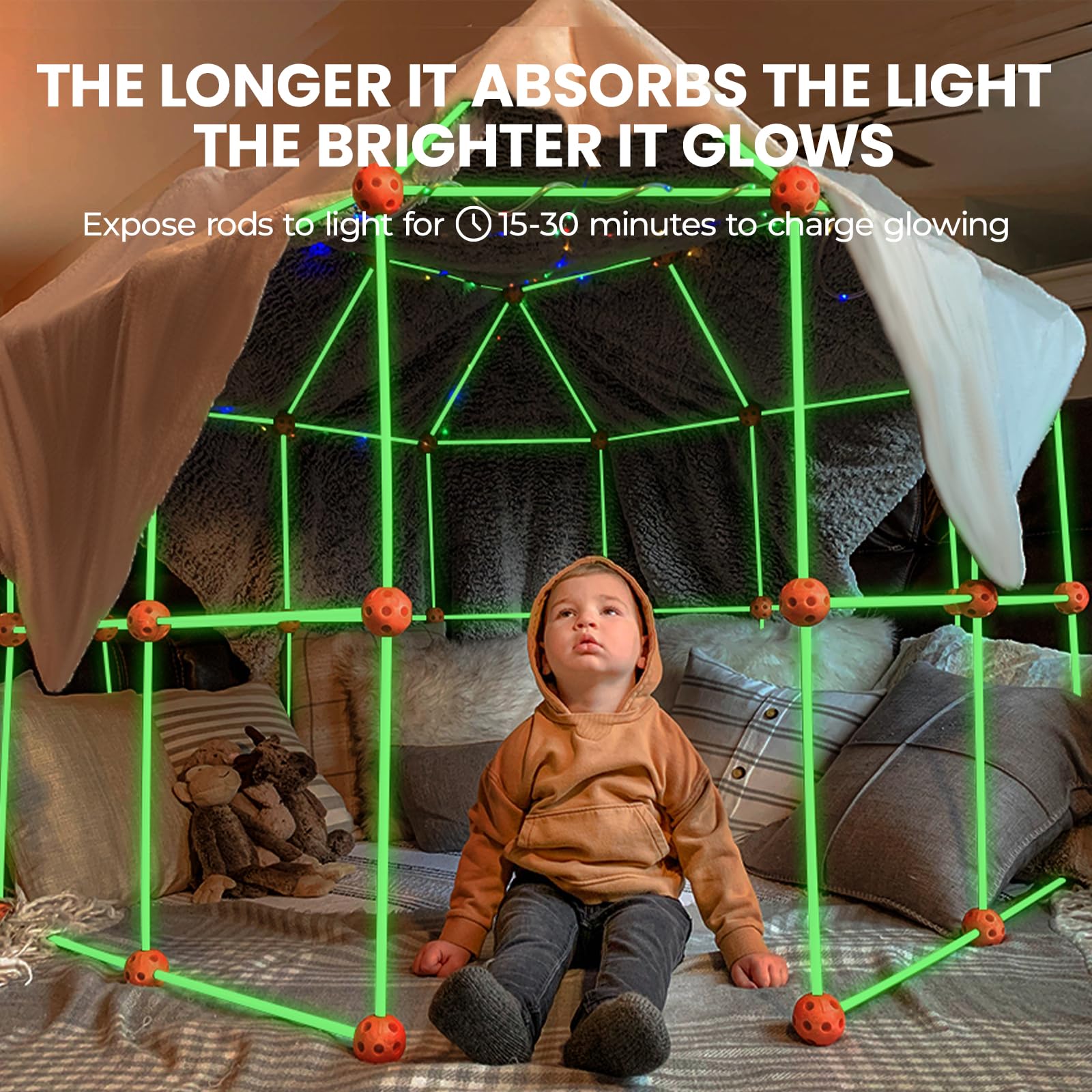 Tiny Land glow rods charging under light for vivid glow during play.