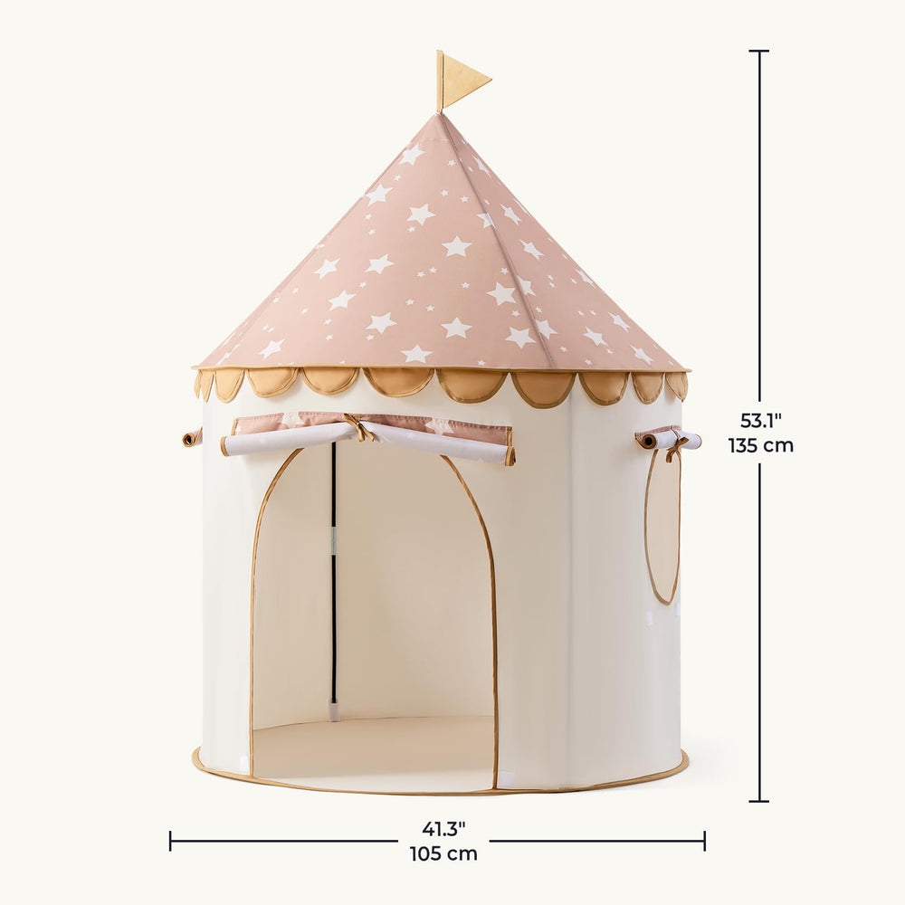 Tiny Land Khaki Castle Tent roll-door for easy access and airflow.