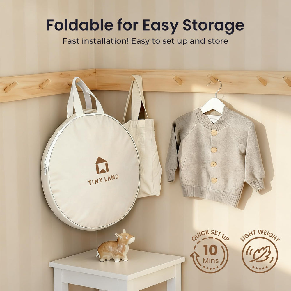 Tiny Land Khaki Castle Tent storage bag for effortless transport.