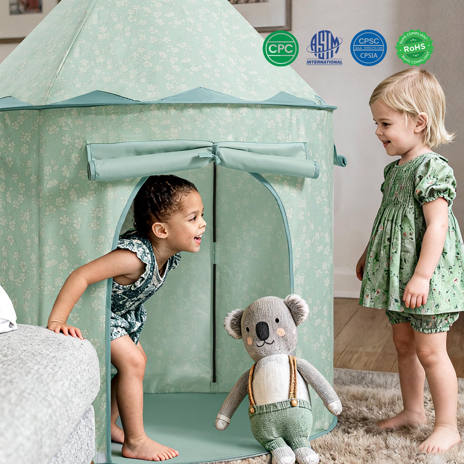 Tiny Land Play Tent spacious interior fits pillows and plush toys