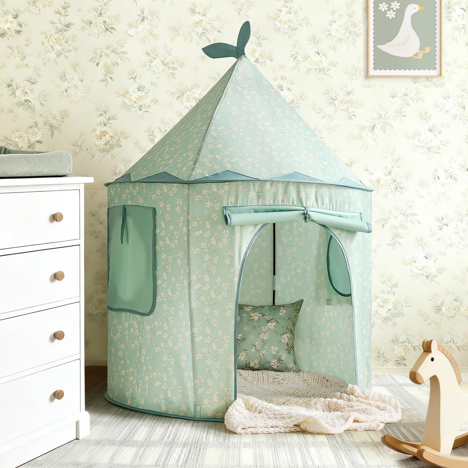 Tiny Land Tent folded storage bag keeps play space tidy and portable