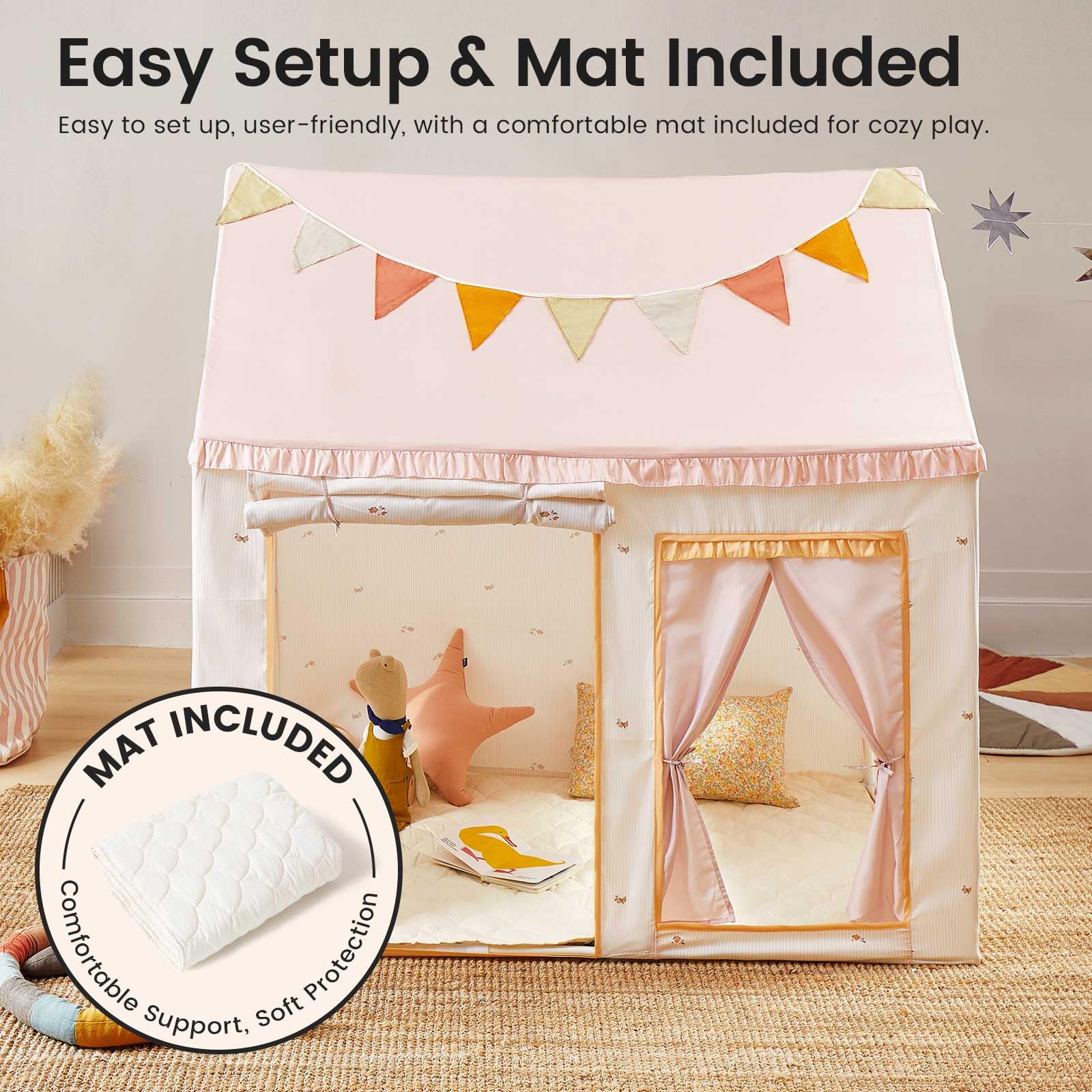 Tiny Land Kids Tent easy-assembly design with storage bag for portability