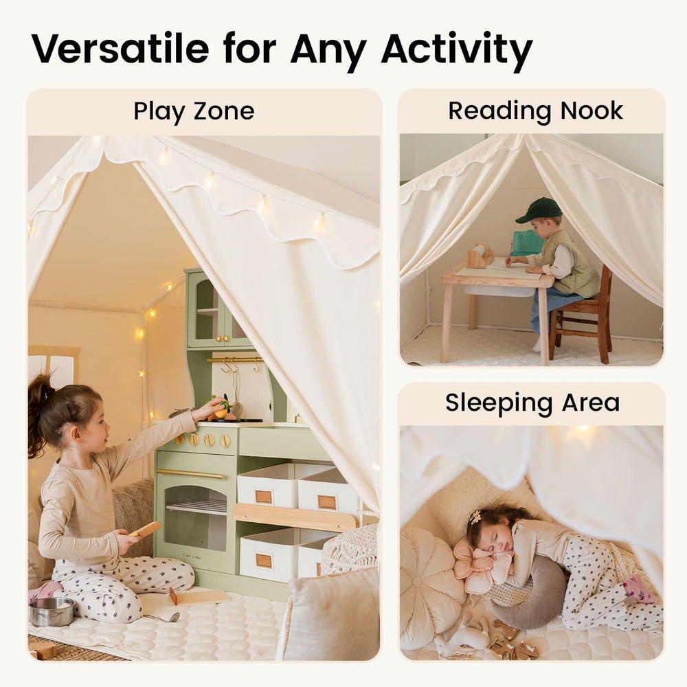 Tiny Land Kids Tent indoor canopy enhances room decor and play space.