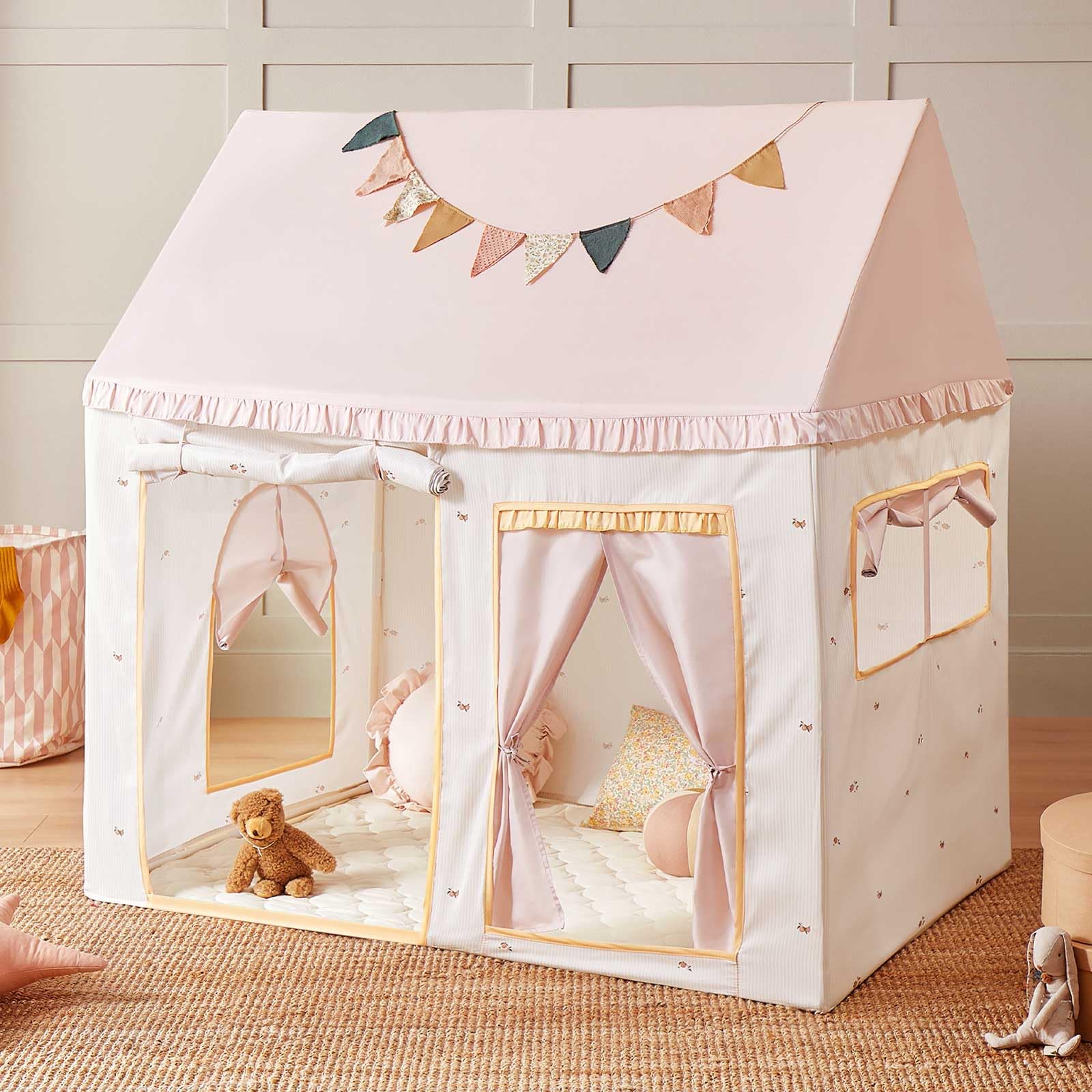 Tiny Land Kids Tent pink front view, ideal for imaginative play