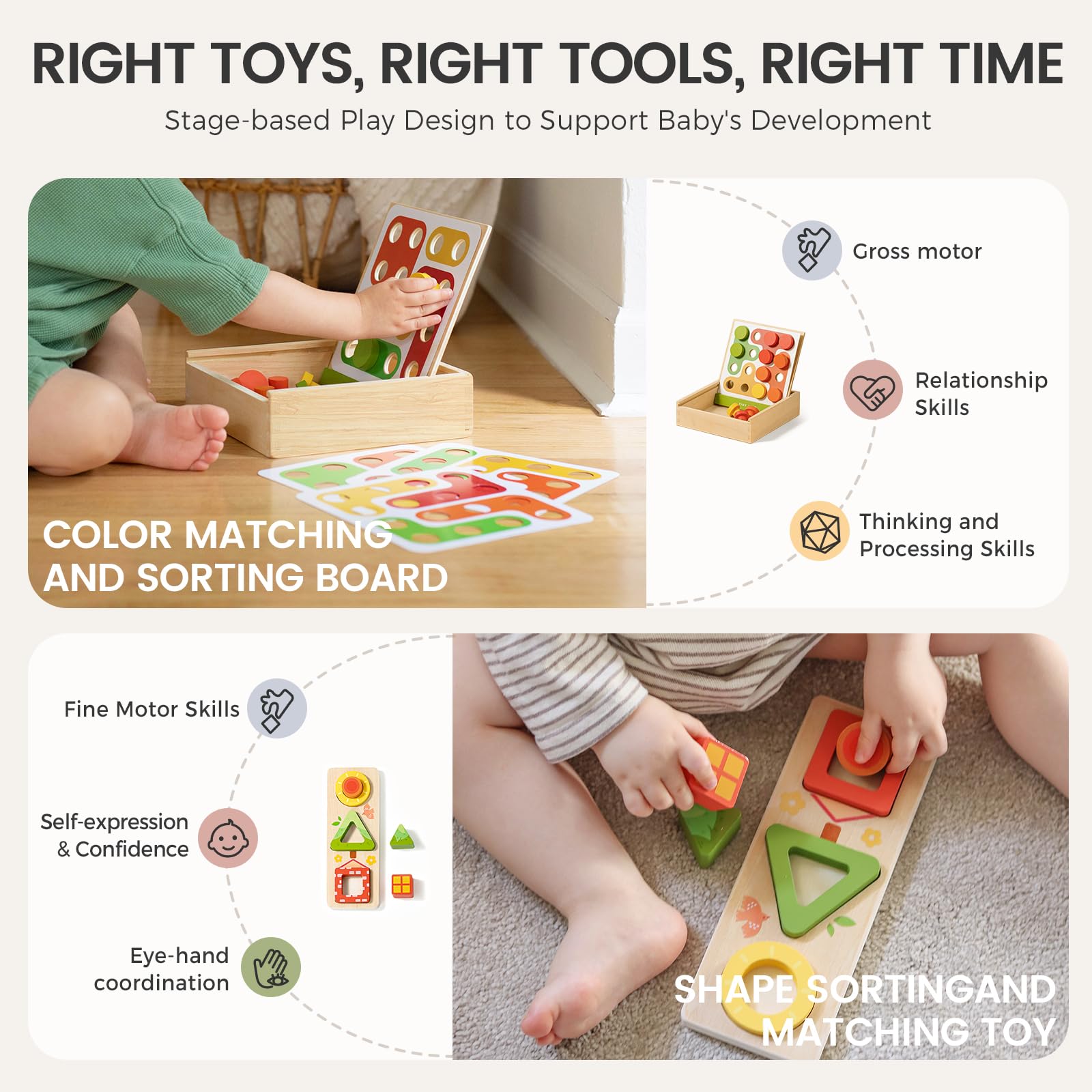 Tiny Land wooden lacing beads activity supports hand-eye coordination and fine motor skills.