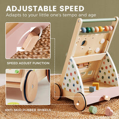 Tiny Land Montessori activity center highlights mirrors, gears, and learning toys.