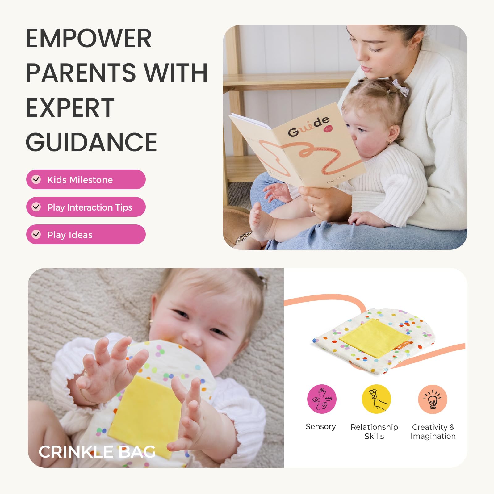 Tiny Land Montessori kit scene highlights hands-on, sensory learning opportunities.