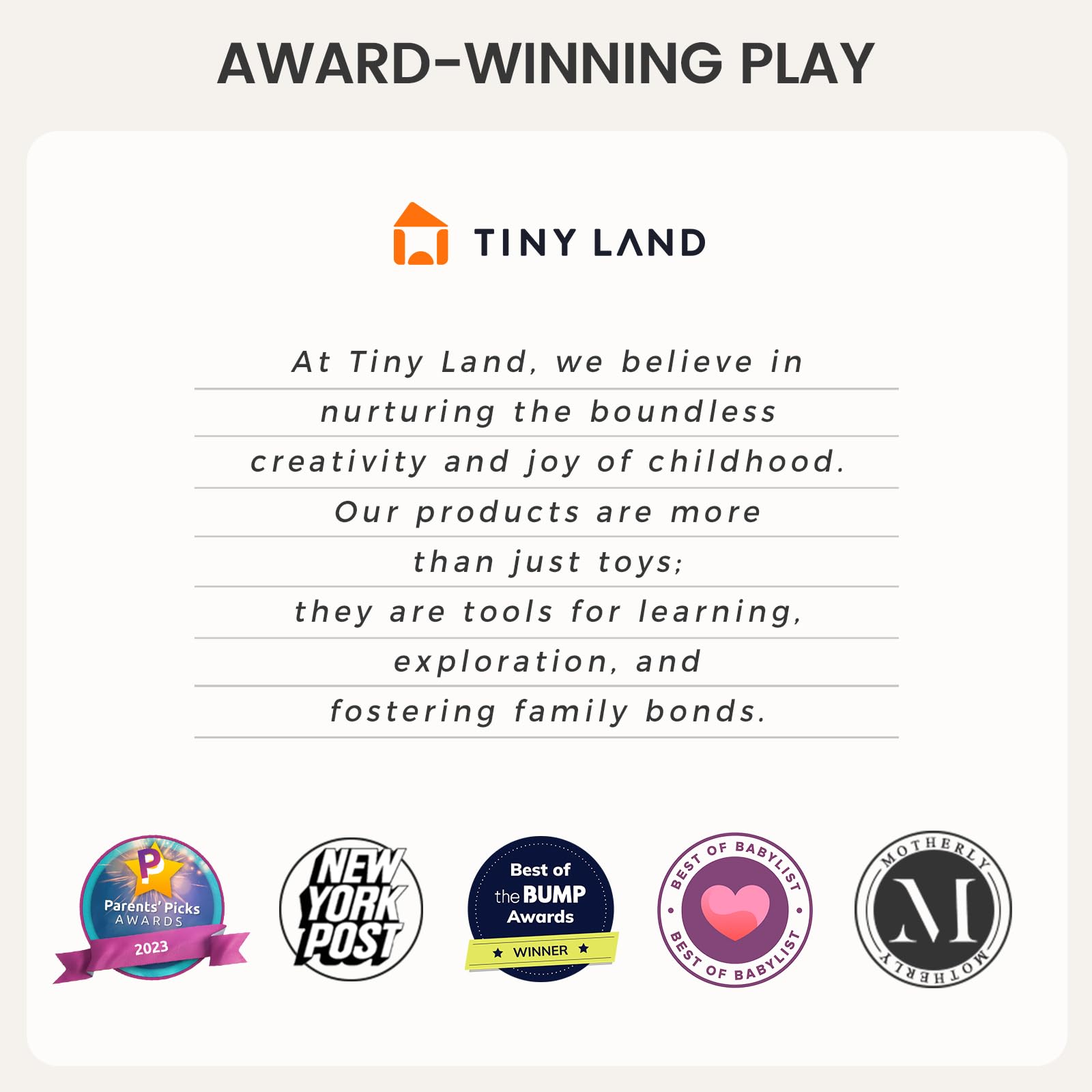 Tiny Land uses safe, sustainable materials for durable baby play.