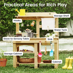 Tiny Land mud kitchen modular-design allows switching from cooktop to sensory table