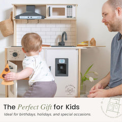 Tiny Land play kitchen apron and chef hat encourage role-play dressing.