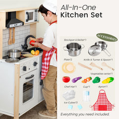 Tiny Land play kitchen cookware set supports sharing and coordinated play.