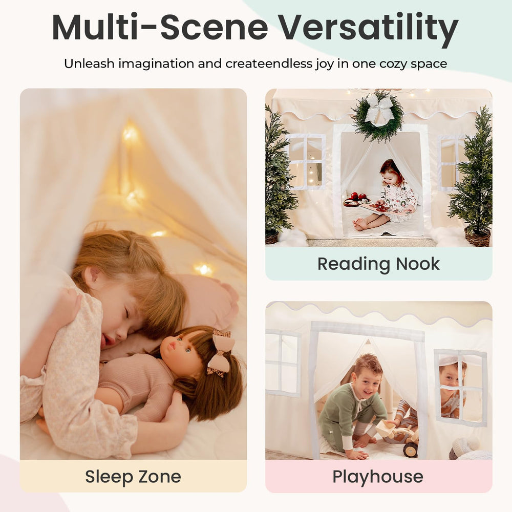 Tiny Land curtains with white polka dots enhance aesthetics and coziness