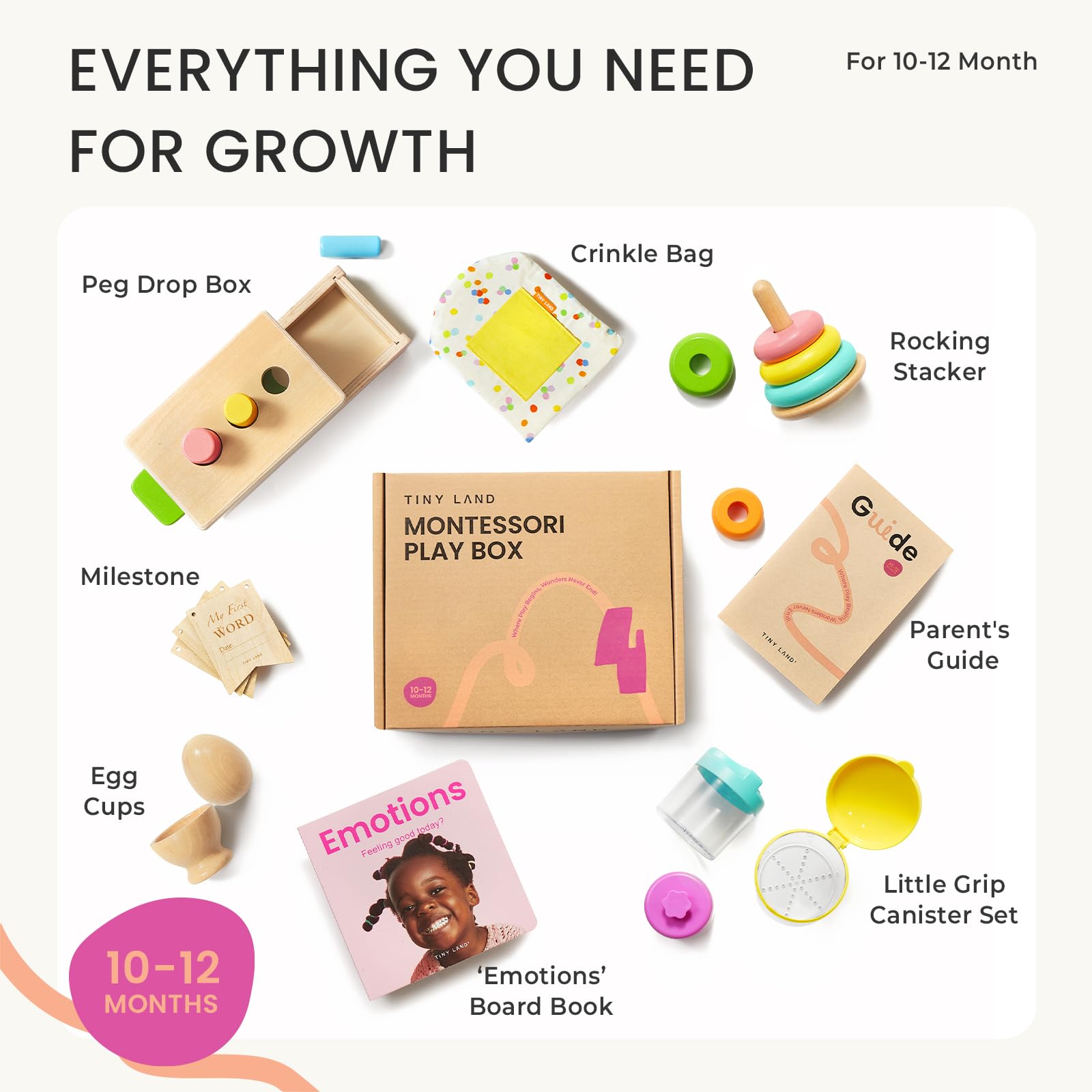 Tiny Land rocking stacker wooden in action encourages balance and problem-solving.