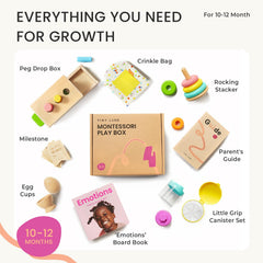 Tiny Land rocking stacker wooden in action encourages balance and problem-solving.