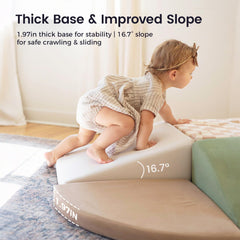 Tiny Land foam blocks wedges supporting stable poses during exploration