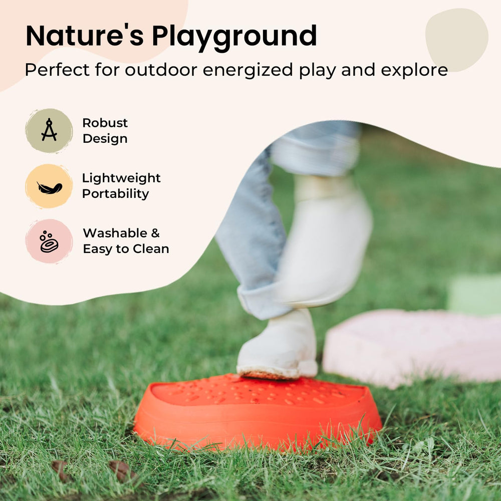 Tiny Land stepping stones demonstrate high capacity, supporting family play up to 220 pounds.