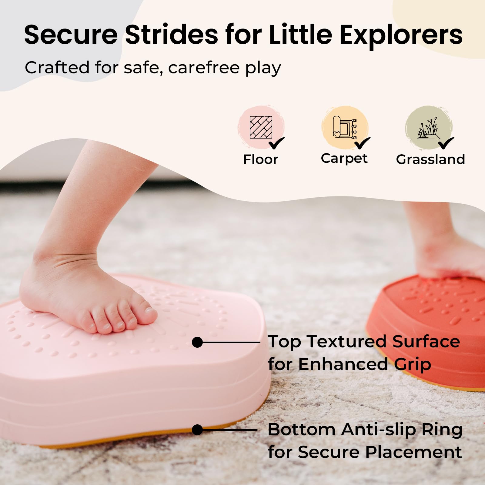 Lightweight, durable Tiny Land stepping stones ideal for versatile use in any space.
