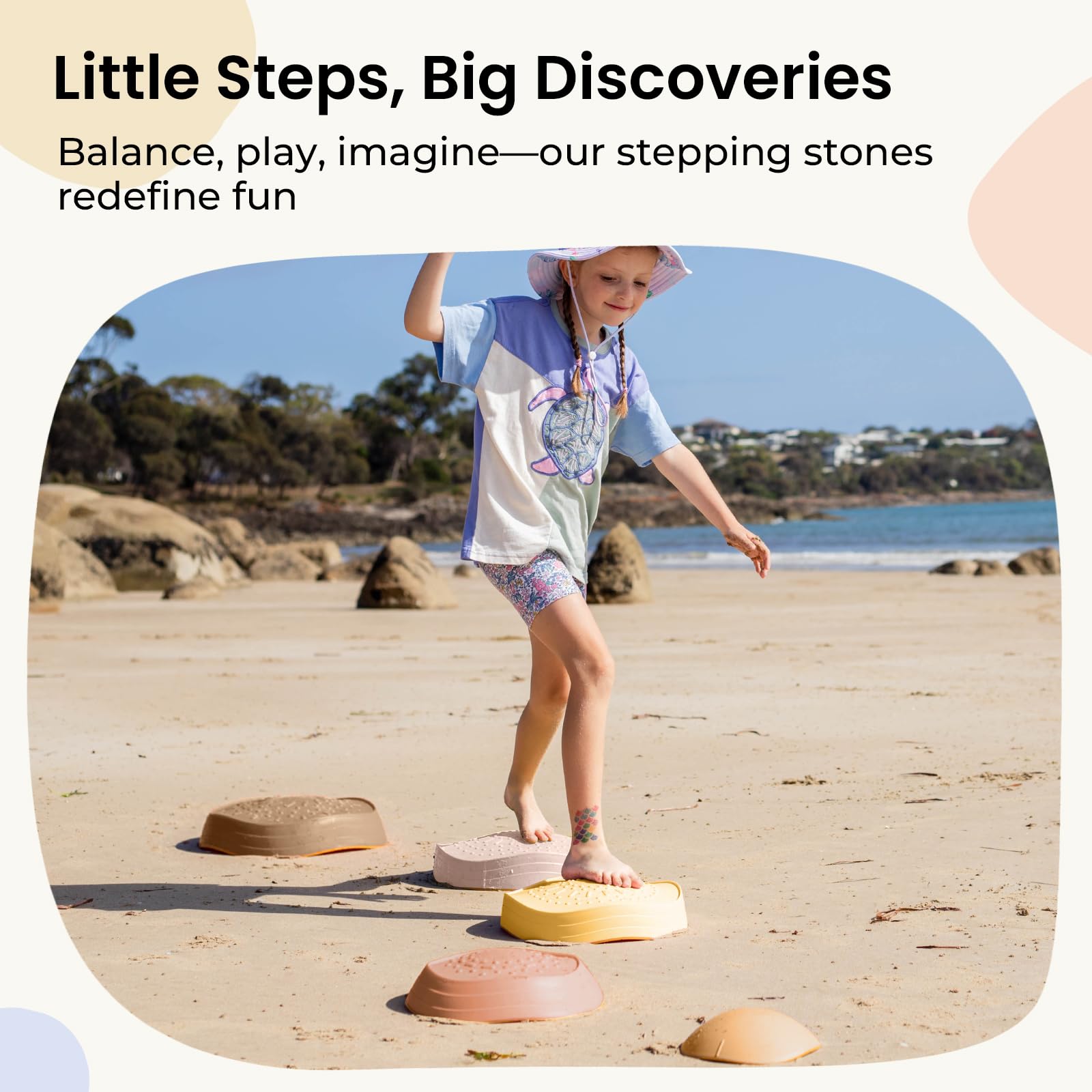 Tiny Land stepping stones non-slip base close-up highlights textured surface for safety during jumps.