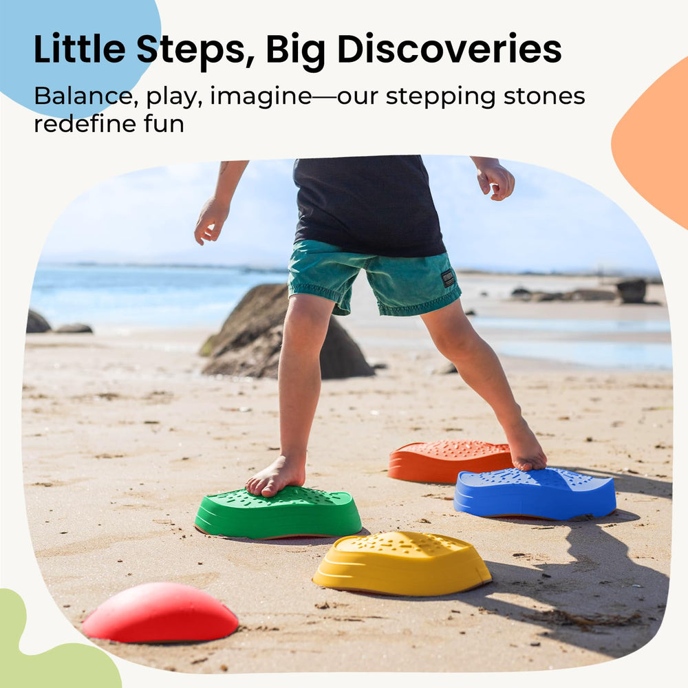 Tiny Land stepping stones with non-slip bases offer stable footing for safe play.