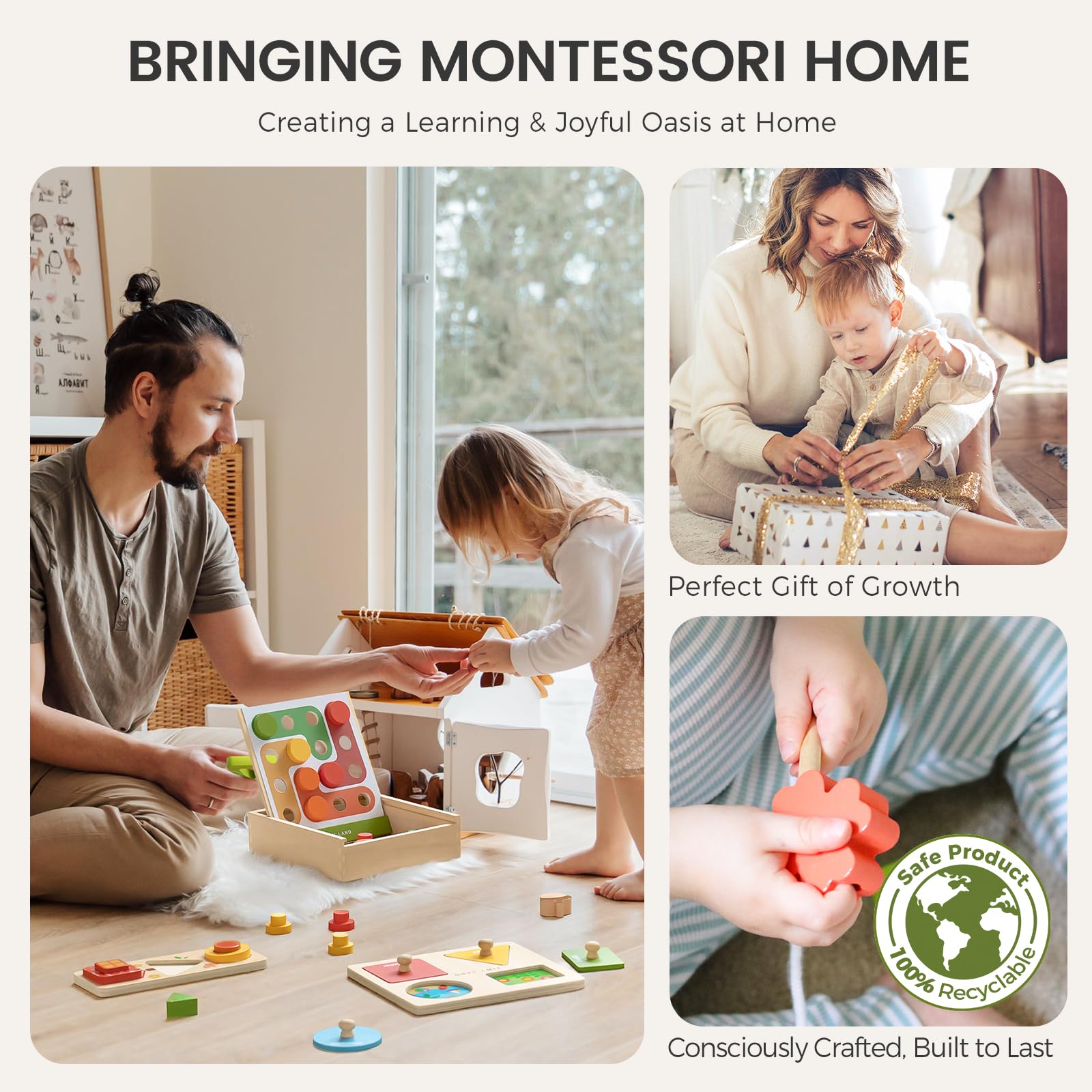 Tiny Land sustainable wood toy emphasizes safe materials for peace of mind.