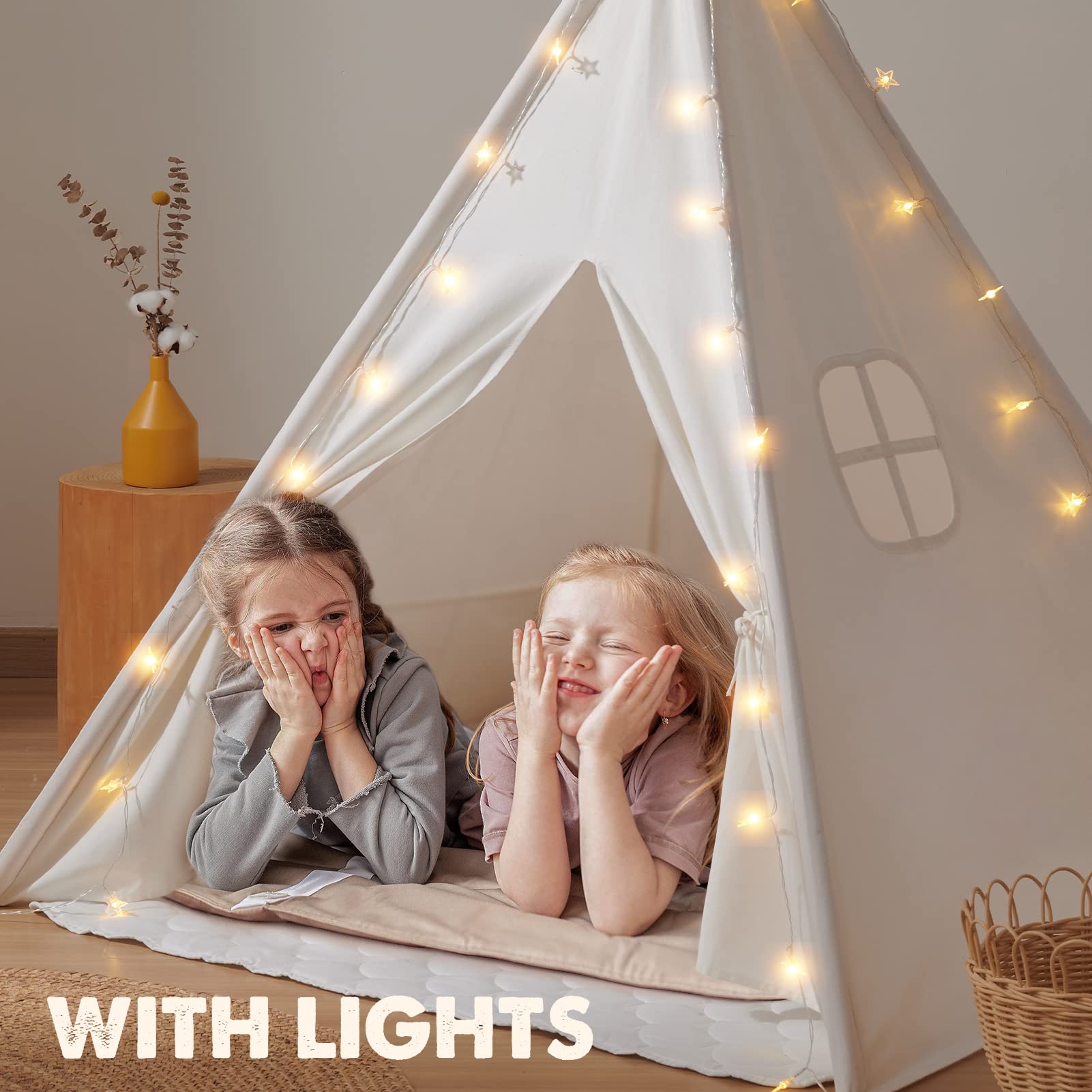 Tiny Land Teepee Tent folds flat for easy storage and transport.