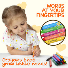 TinyGeeks Jumbo Crayons with color labels support word learning during coloring.