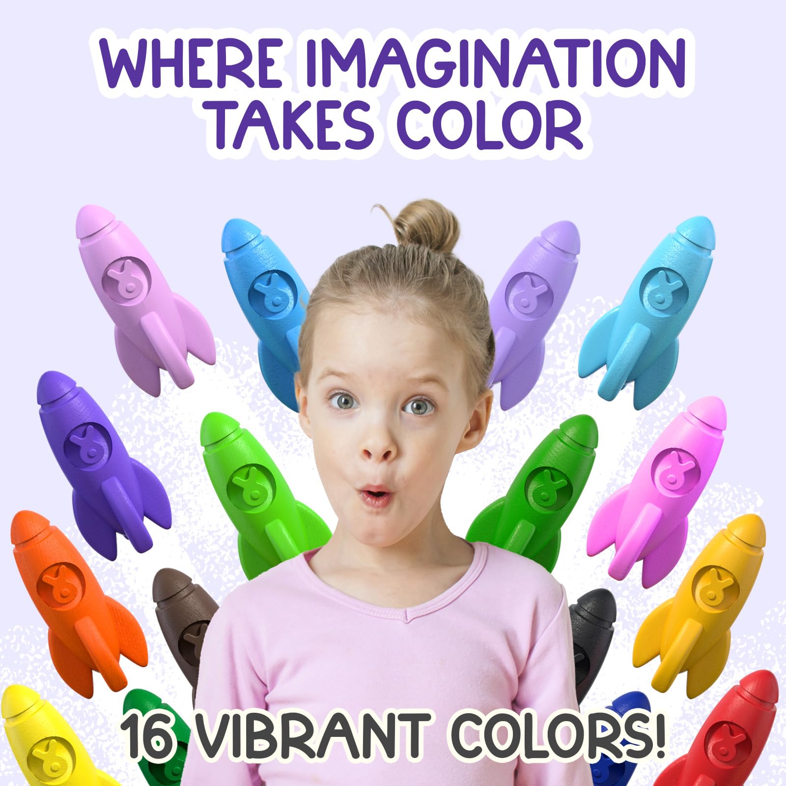 TinyGeeks rocket crayons ideal for toddlers and kids aged 4 to 8.