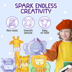 TinyGeeks rocket crayons wash off skin and fabrics easily.