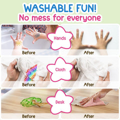TinyGeeks washable crayons clean up easily from skin, clothes, and walls