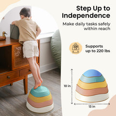 Tiny Land stepping stones foster cooperative play and movement.
