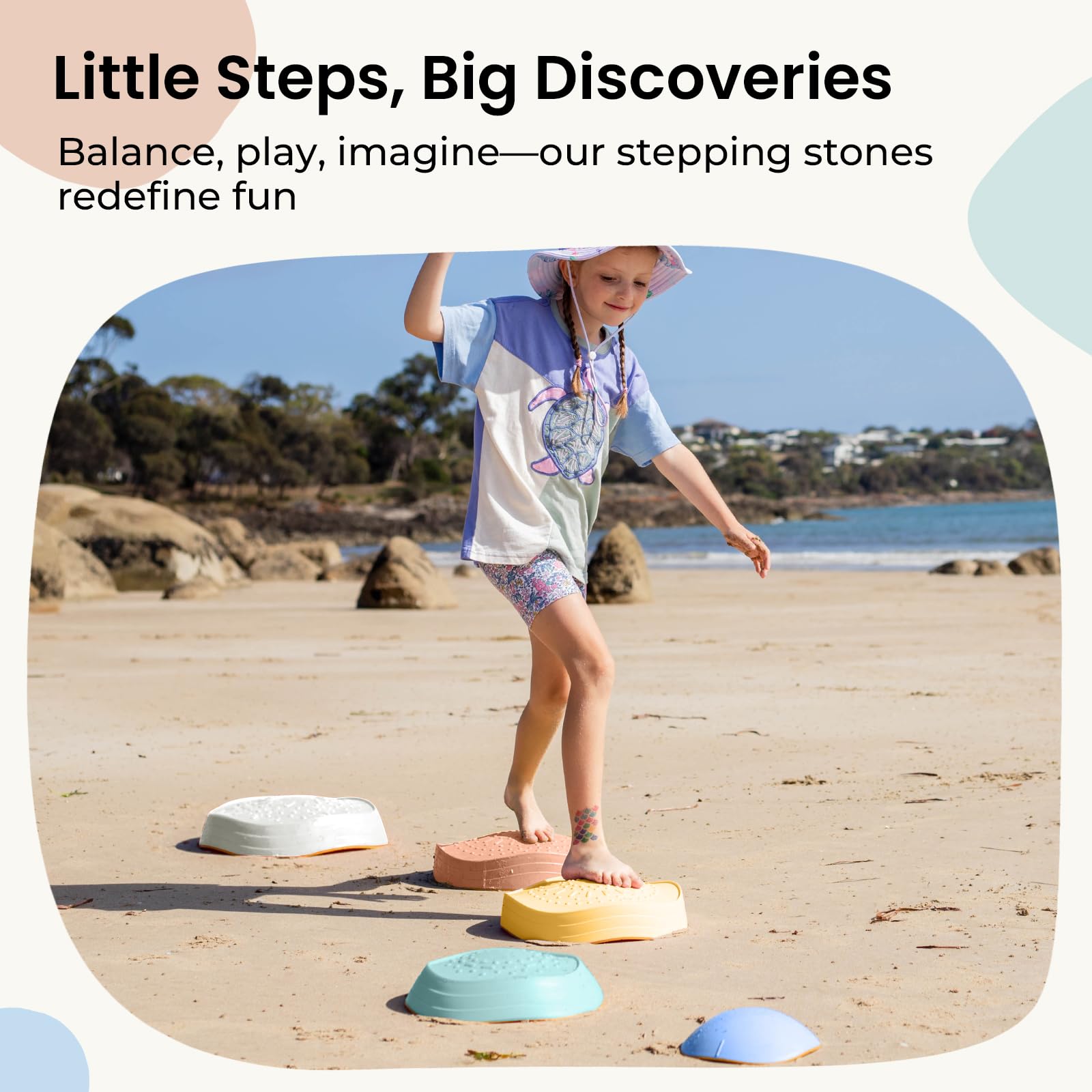 Tiny Land stepping stones with textured surface for safe grip during steps.