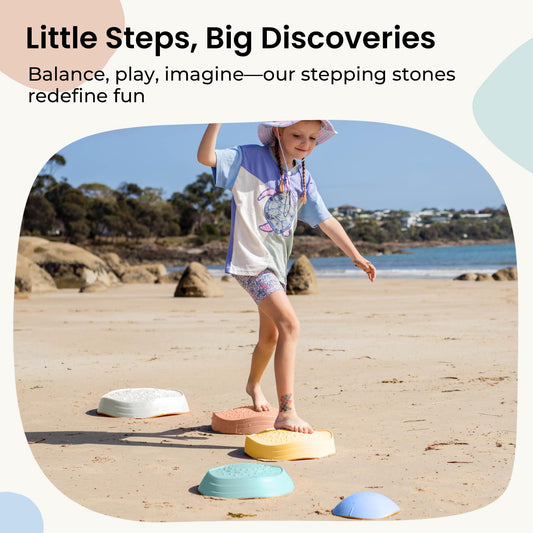 Tiny Land stepping stones with textured surface for safe grip during steps.