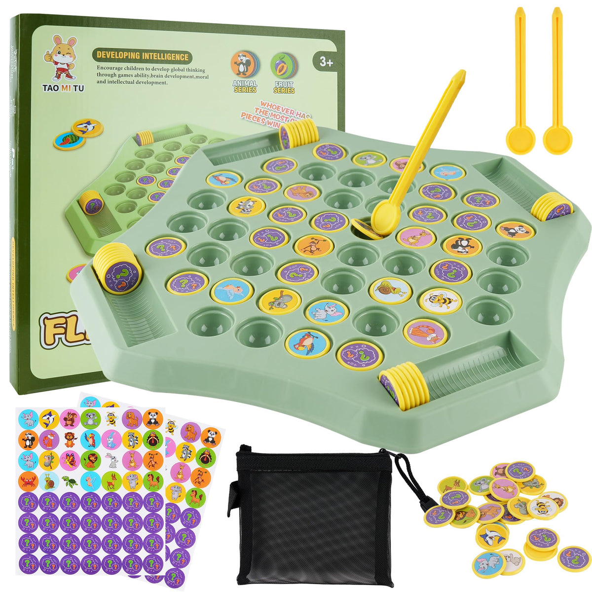 Tinylens memory matching game with 52-slot flip board for screen-free fun.