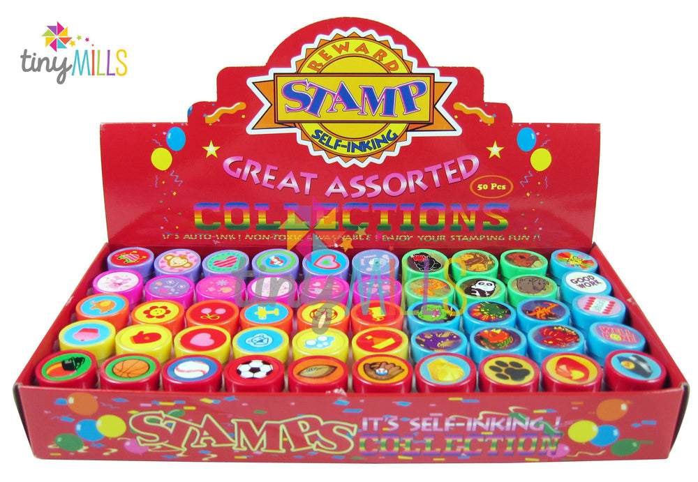 TINYMILLS 50-pcs assorted stampers pack for kids crafts and party activities.