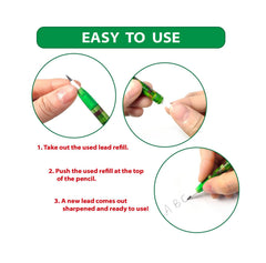 TINYMILLS Pixel Miner pencils include 11 pre-sharpened #2 leads for accuracy.